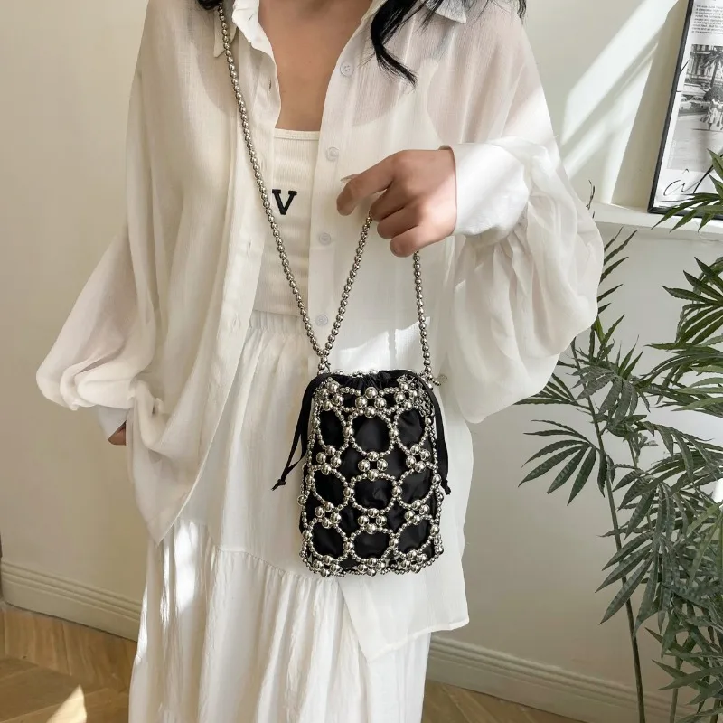 Beading White Bucket Shoulder  - Luxury Bags On Sales review and price