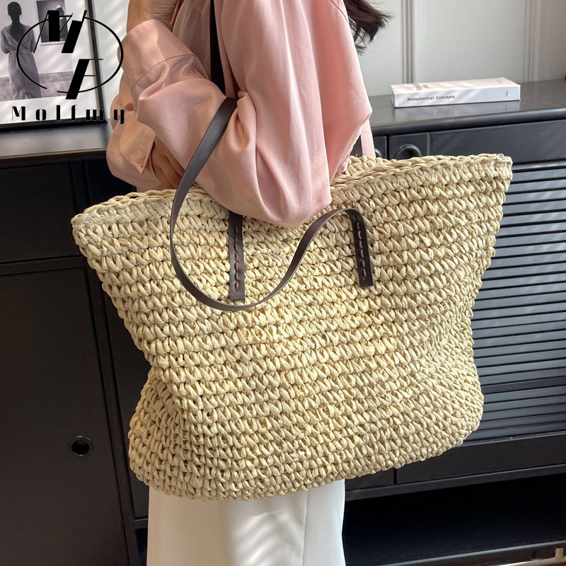 Straw Woven Tote Bags Casual L - Luxury Bags Tote review and price
