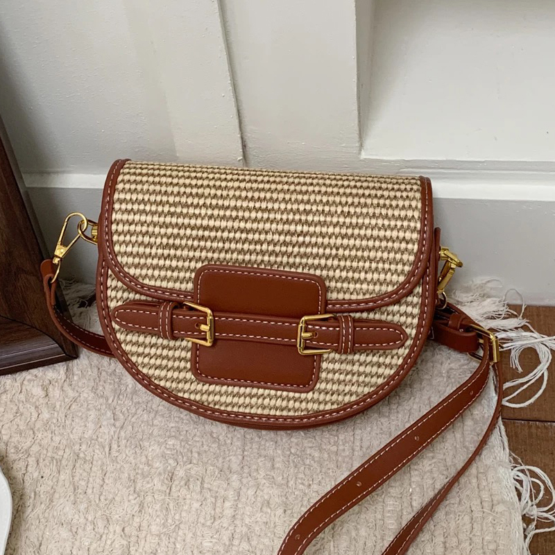 England Style Mini Straw Saddl - Luxury Bags Leather review and price